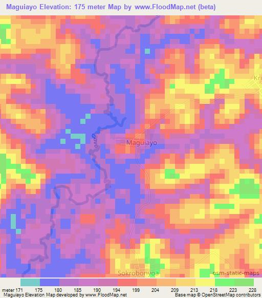 Maguiayo,Ivory Coast Elevation Map