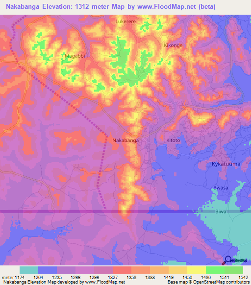 Nakabanga,Uganda Elevation Map