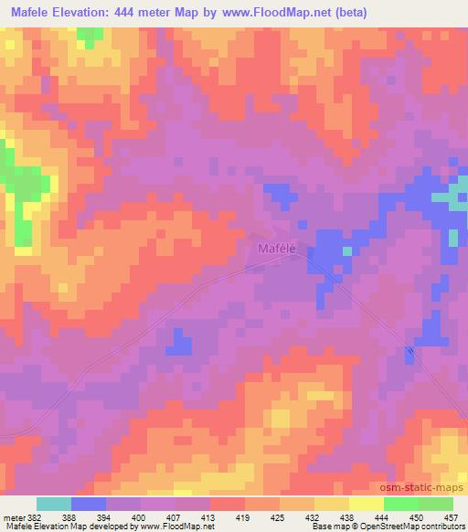 Mafele,Ivory Coast Elevation Map
