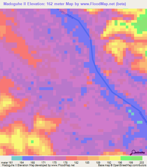 Madoguhe II,Ivory Coast Elevation Map