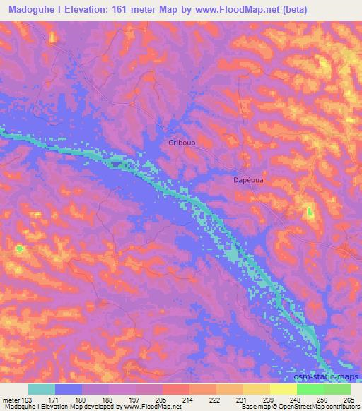 Madoguhe I,Ivory Coast Elevation Map