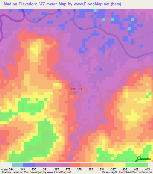 Madina,Ivory Coast Elevation Map