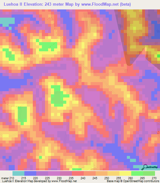Luehoa II,Ivory Coast Elevation Map