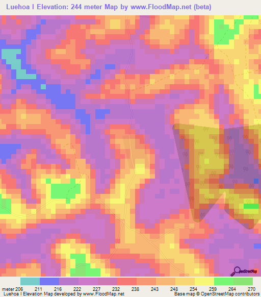 Luehoa I,Ivory Coast Elevation Map