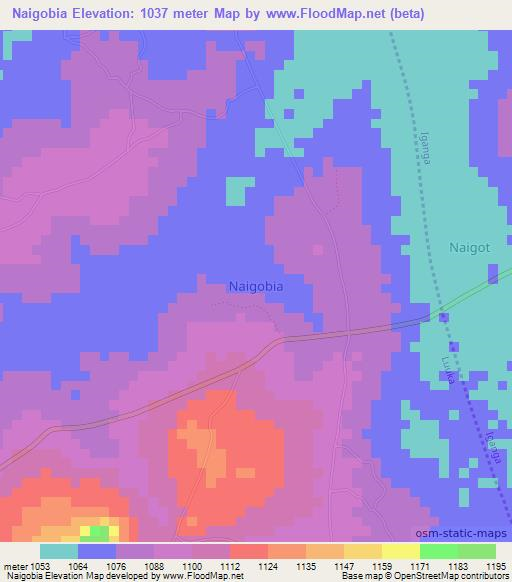 Naigobia,Uganda Elevation Map