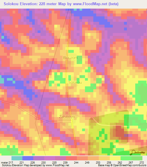 Solokou,Ivory Coast Elevation Map