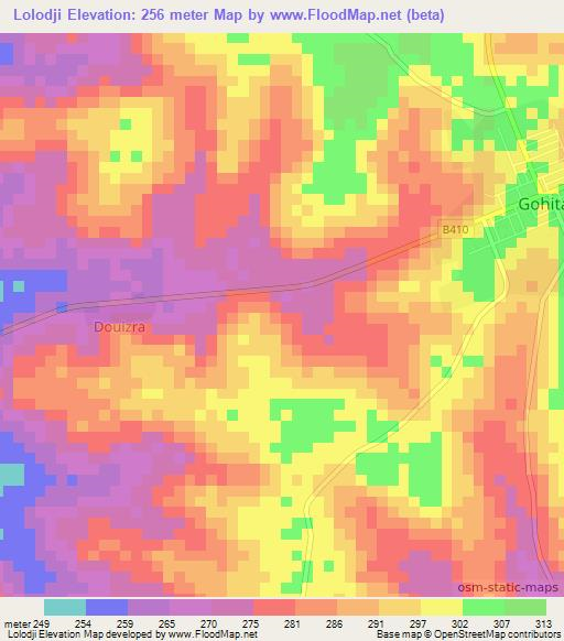 Lolodji,Ivory Coast Elevation Map