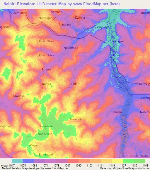 Naibiri,Uganda Elevation Map
