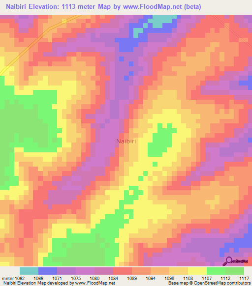 Naibiri,Uganda Elevation Map