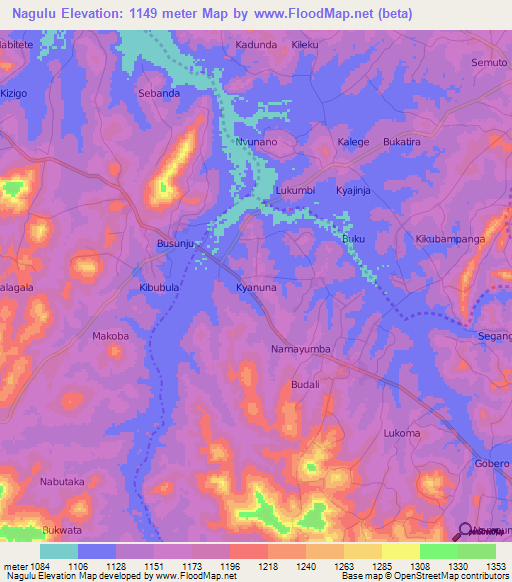 Nagulu,Uganda Elevation Map