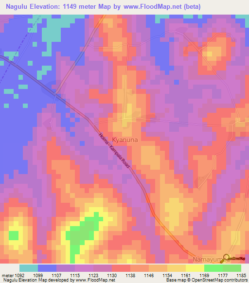 Nagulu,Uganda Elevation Map