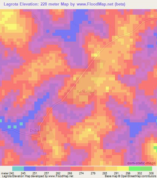 Lagrota,Ivory Coast Elevation Map