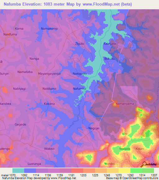 Nafumba,Uganda Elevation Map