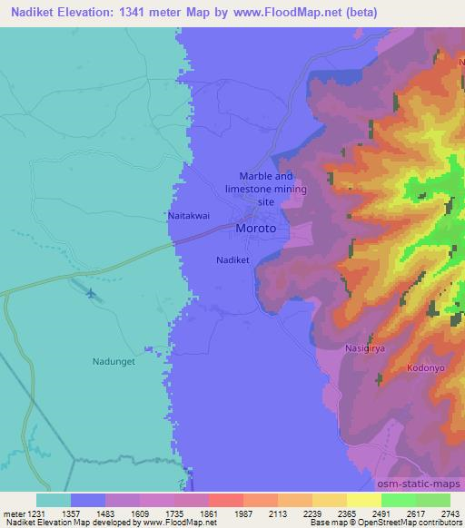 Nadiket,Uganda Elevation Map