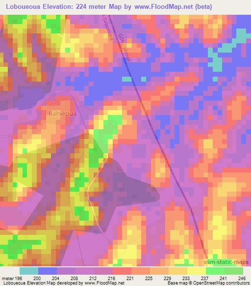 Loboueoua,Ivory Coast Elevation Map