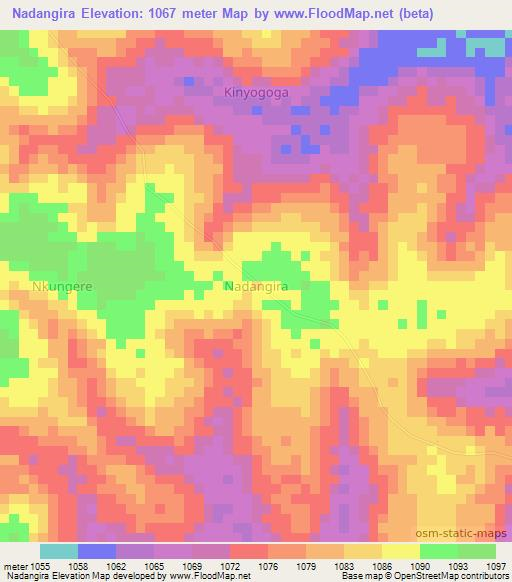Nadangira,Uganda Elevation Map