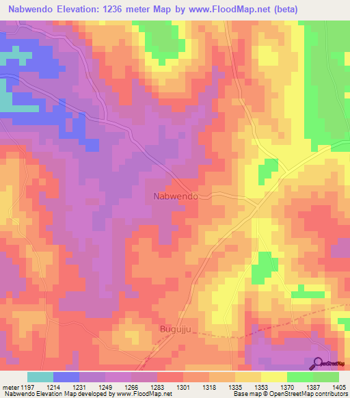 Nabwendo,Uganda Elevation Map