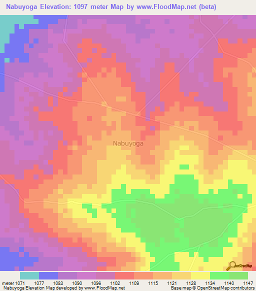 Nabuyoga,Uganda Elevation Map