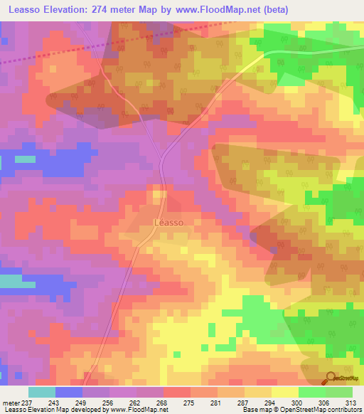 Leasso,Ivory Coast Elevation Map
