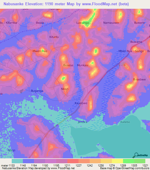 Nabusanke,Uganda Elevation Map