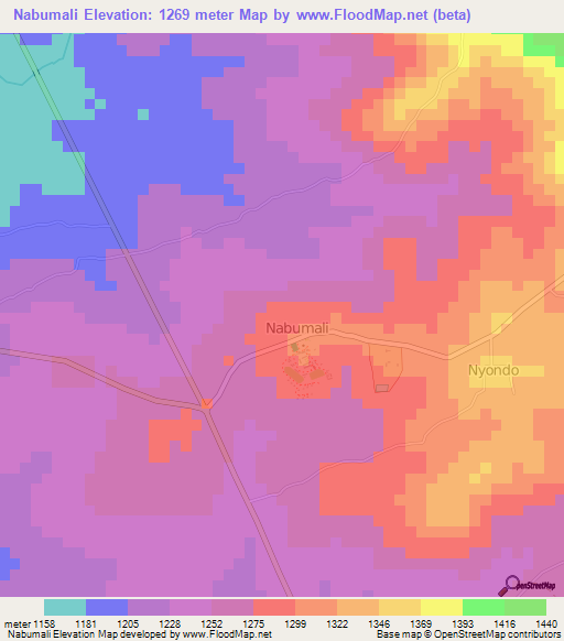 Nabumali,Uganda Elevation Map