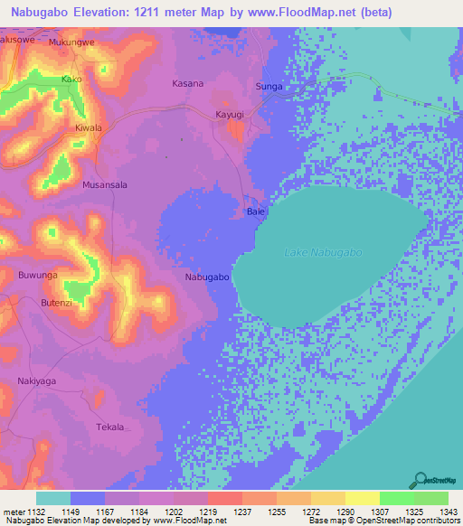 Nabugabo,Uganda Elevation Map