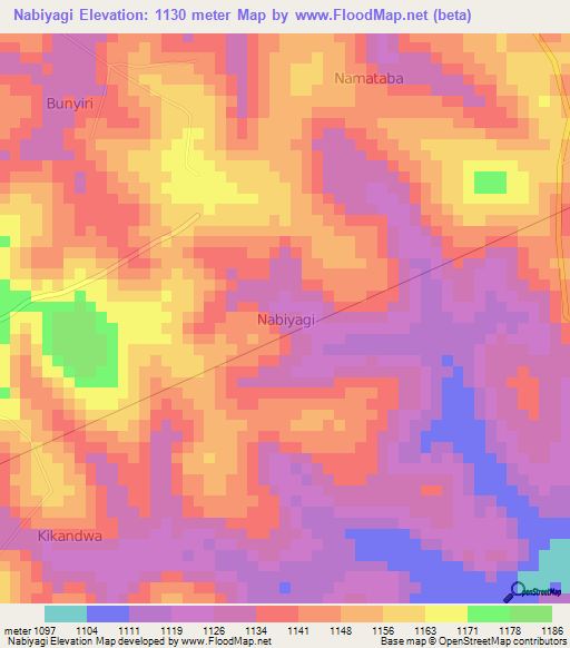 Nabiyagi,Uganda Elevation Map