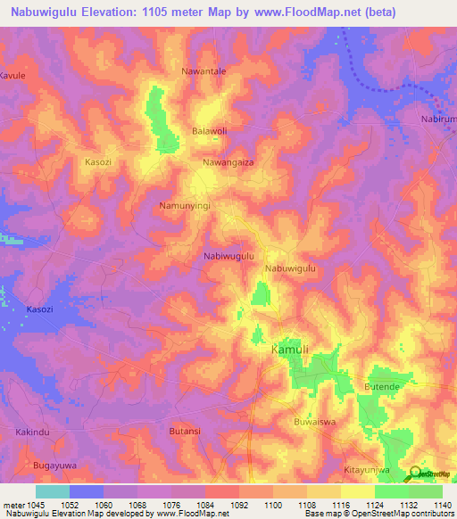 Nabuwigulu,Uganda Elevation Map