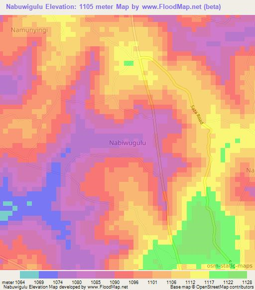 Nabuwigulu,Uganda Elevation Map
