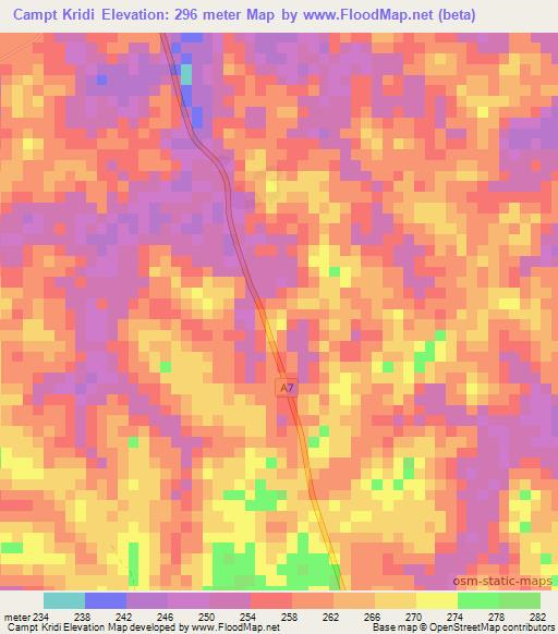 Campt Kridi,Ivory Coast Elevation Map