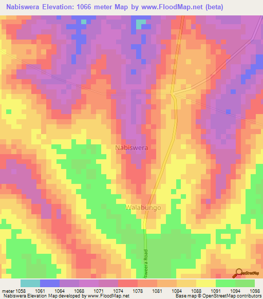 Nabiswera,Uganda Elevation Map