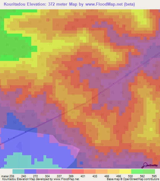 Kouritadou,Ivory Coast Elevation Map