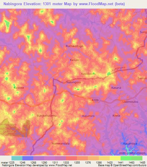 Nabingora,Uganda Elevation Map