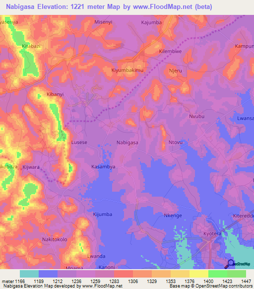 Nabigasa,Uganda Elevation Map