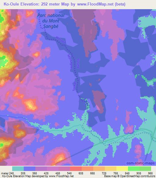 Ko-Oule,Ivory Coast Elevation Map