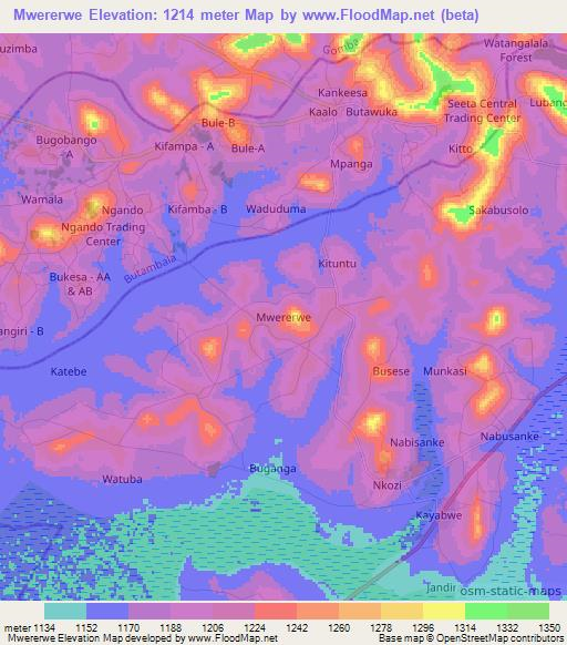 Mwererwe,Uganda Elevation Map