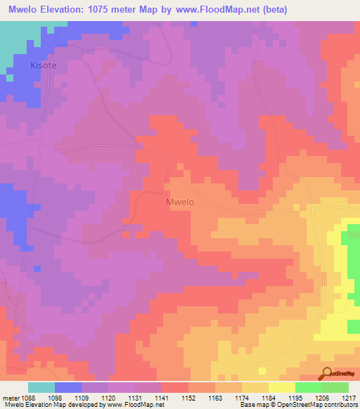 Mwelo,Uganda Elevation Map