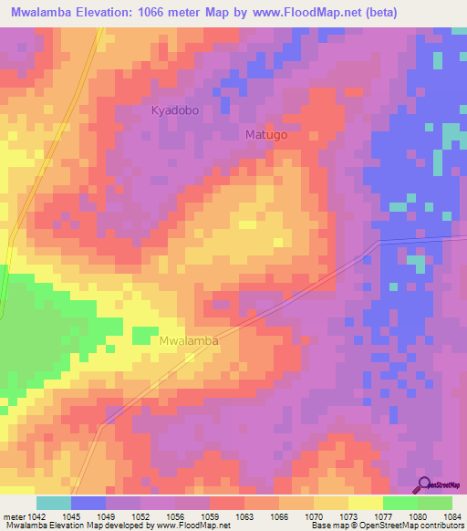Mwalamba,Uganda Elevation Map