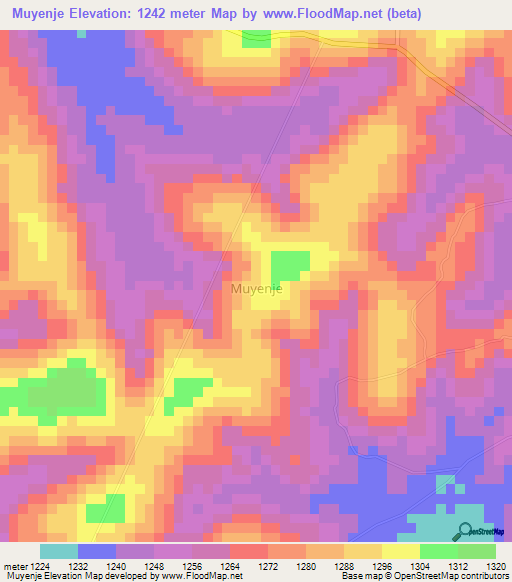 Muyenje,Uganda Elevation Map