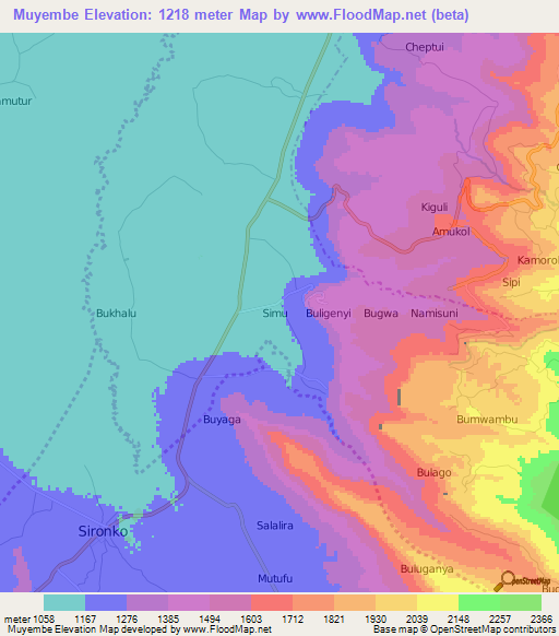 Muyembe,Uganda Elevation Map