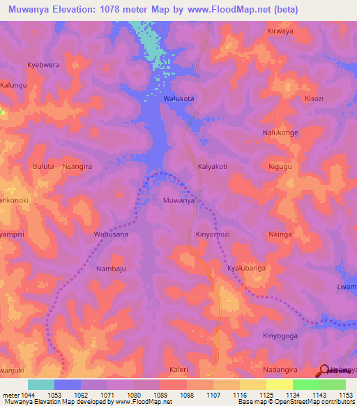 Muwanya,Uganda Elevation Map