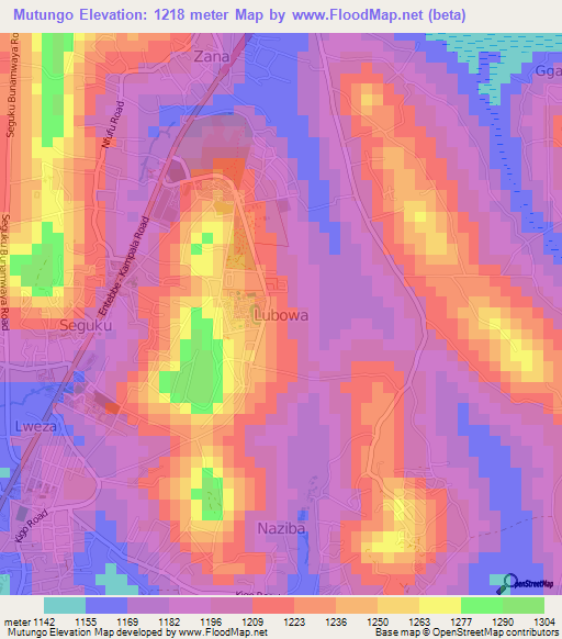 Mutungo,Uganda Elevation Map