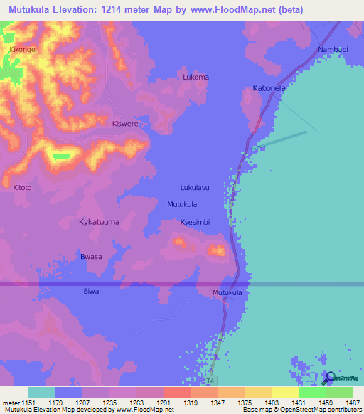 Mutukula,Uganda Elevation Map