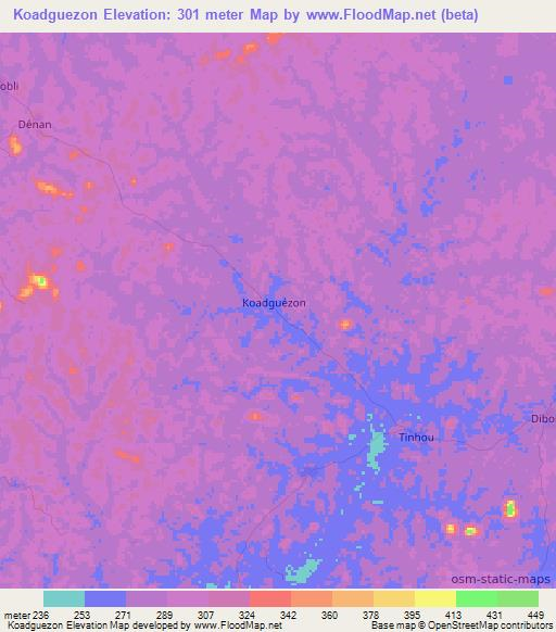 Koadguezon,Ivory Coast Elevation Map