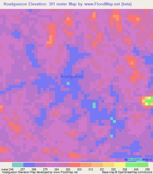 Koadguezon,Ivory Coast Elevation Map