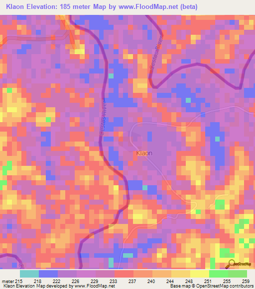Klaon,Ivory Coast Elevation Map