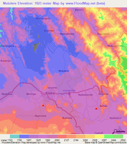 Mutolere,Uganda Elevation Map