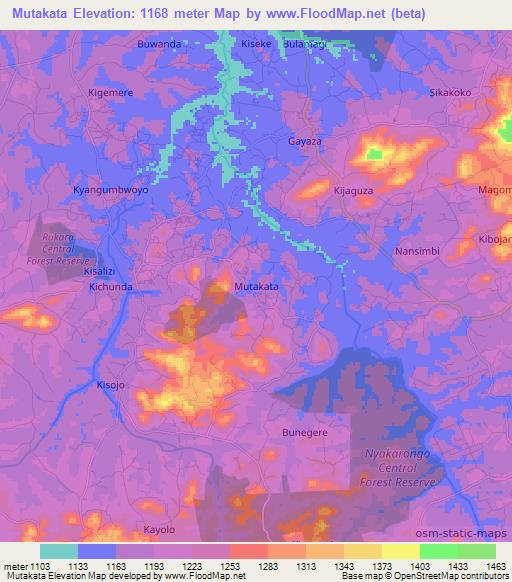 Mutakata,Uganda Elevation Map