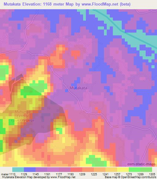 Mutakata,Uganda Elevation Map