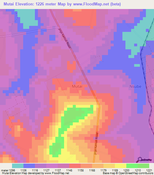 Mutai,Uganda Elevation Map